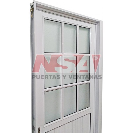 PUERTA DE ALUMINIO 1/2 VIDRIO 080X200 DER
