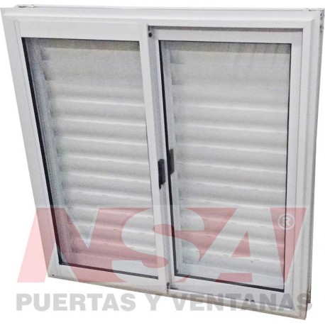VENTANA CORREDIZA VIDRIO ENTERO CON CELOSIA CORREDIZA LINEA HERRERO 100X100
