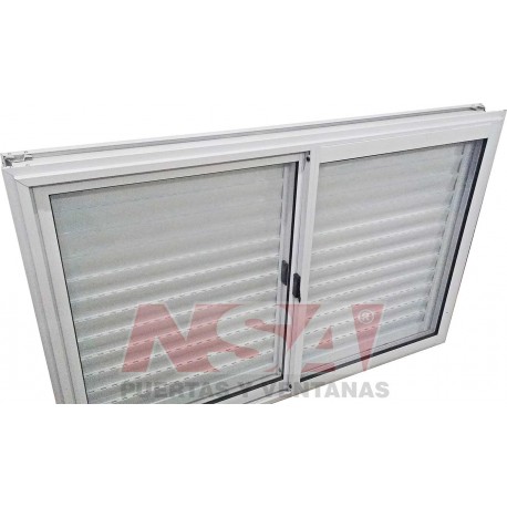 VENTANA CORREDIZA VIDRIO ENTERO CON CELOSIA CORREDIZA LINEA HERRERO 150X100