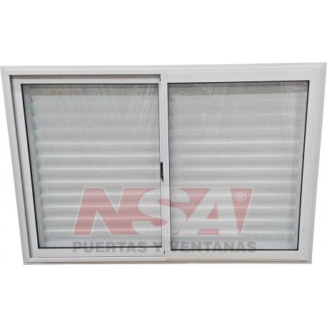 VENTANA CORREDIZA VIDRIO ENTERO CON CELOSIA CORREDIZA LINEA HERRERO 150X100