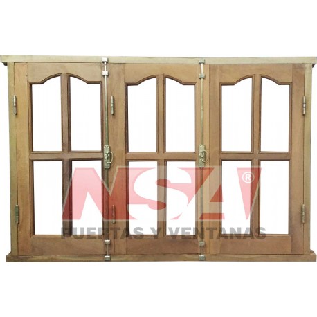 VENTANA DE ALGARROBO DE ABRIR SIN CELOSIAS 150X100