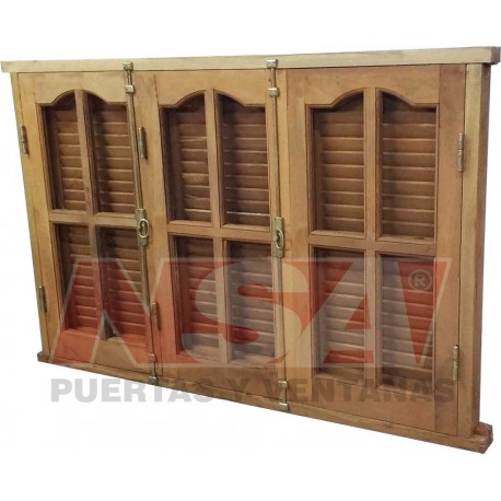 VENTANA DE ALGARROBO DE ABRIR CON CELOSIAS DE ABRIR 150X100