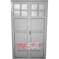 PUERTA DOBLE DE ALUMINIO 1/4 VIDRIO 120X200