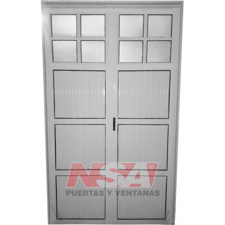 PUERTA DOBLE DE ALUMINIO 1/4 VIDRIO 120X200