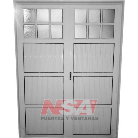 PUERTA DOBLE DE ALUMINIO 1/4 VIDRIO 150X200