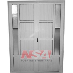 PUERTA DOBLE DE ALUMINIO VIDRIO LATERAL 150X200