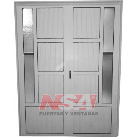 PUERTA DOBLE DE ALUMINIO VIDRIO LATERAL 150X200