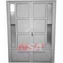 PUERTA DOBLE DE ALUMINIO VIDRIO LATERAL 150X200