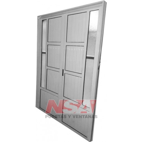 PUERTA DOBLE DE ALUMINIO VIDRIO LATERAL 150X200