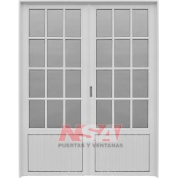PUERTA DOBLE DE ALUMINIO 3/4 VIDRIO 150X200