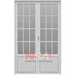 PUERTA DOBLE DE ALUMINIO 3/4 VIDRIO 120X200