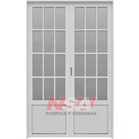 PUERTA DOBLE DE ALUMINIO 3/4 VIDRIO 120X200