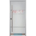 (D) PUERTA CHAPA EXCLUSIVE MOD 879 C/BARRAL Y APL ACERO 080X200 DER- BLANCA