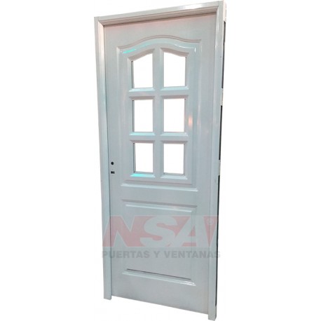 Puerta de chapa inyectada Mod. 165 Francesa. Color Blanca - 1/2 Reja