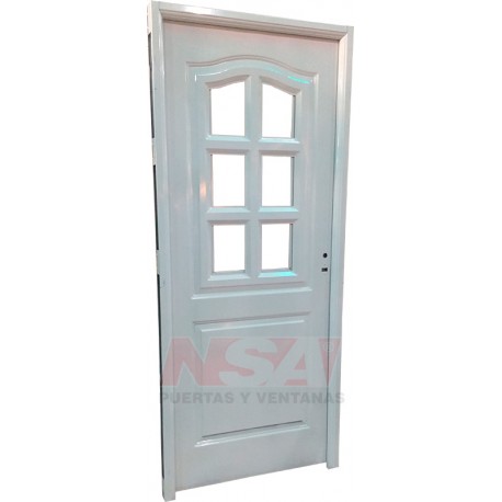Puerta de chapa inyectada Mod. 165 Francesa. Color Blanca - 1/2 Reja