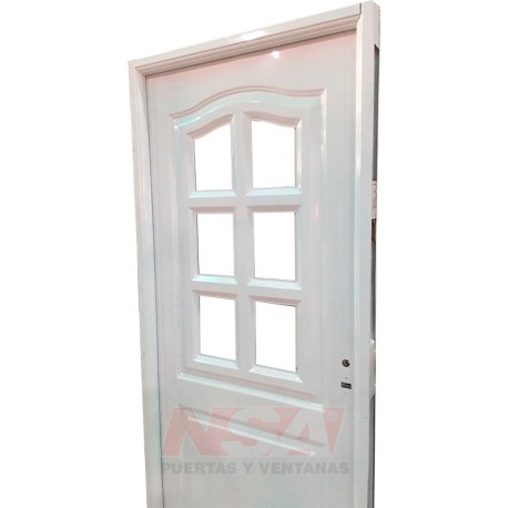 Puerta de chapa inyectada Mod. 165 Francesa. Color Blanca - 1/2 Reja