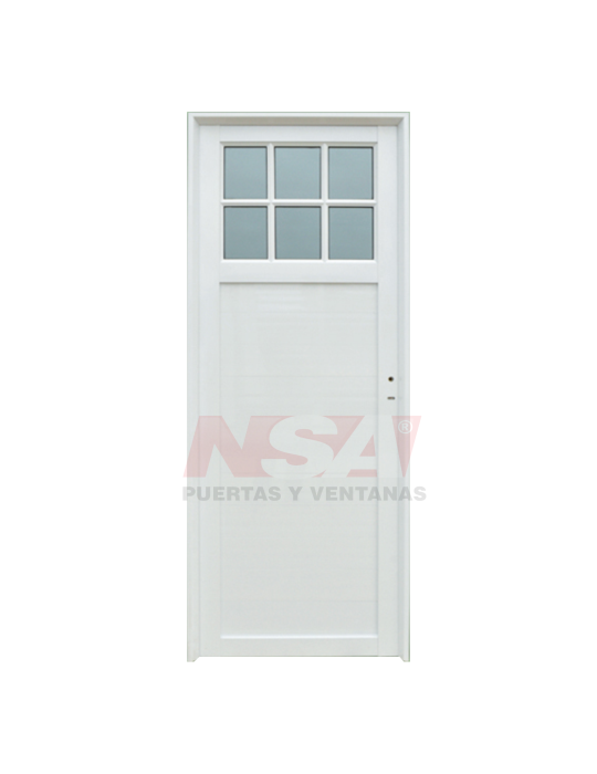 Puerta de aluminio tubular de 0,80 x 200 con 1/4 vidrio repartido