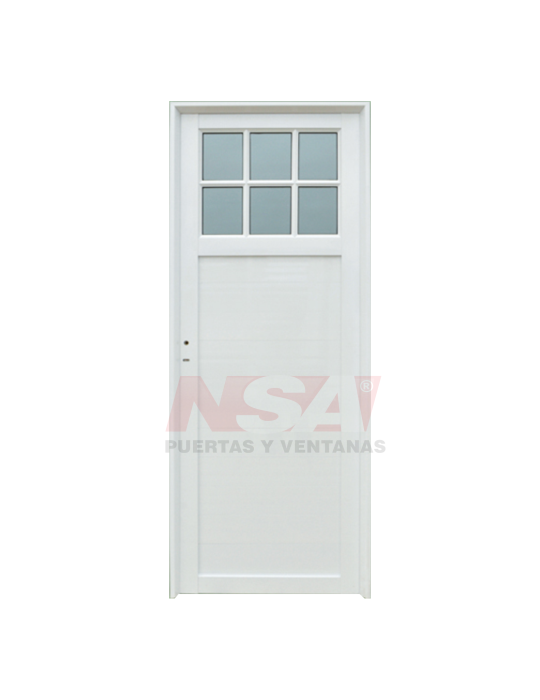 Puerta de aluminio tubular de 0,80 x 200 con 1/4 vidrio repartido