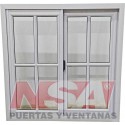 Ventana de aluminio con dos hojas corrediza vidrio repartido