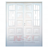 Puerta doble de chapa simple Mod. 610 c/reja lat. y post. color blanca