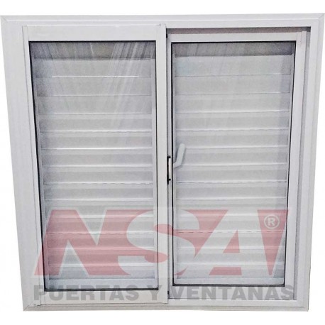 VENTANA CORREDIZA VIDRIO ENTERO CON CELOSIA DE ABRIR LINEA HERRERO 100X100