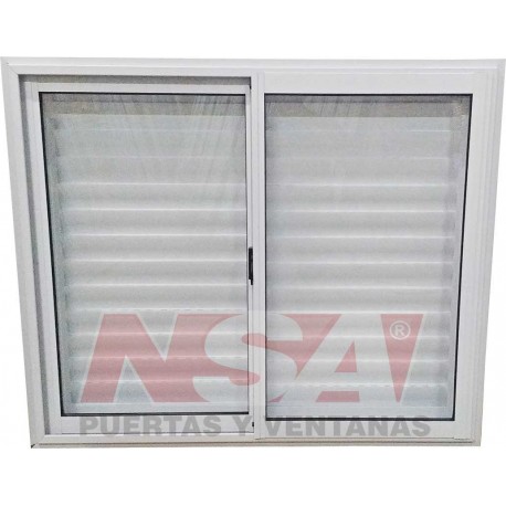 VENTANA CORREDIZA VIDRIO ENTERO CON CELOSIA CORREDIZA LINEA HERRERO 120X100