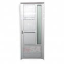 Puerta de aluminio Mod. Acanalada con vidrio lateral.