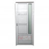 Puerta de aluminio Mod. Acanalada con vidrio lateral.