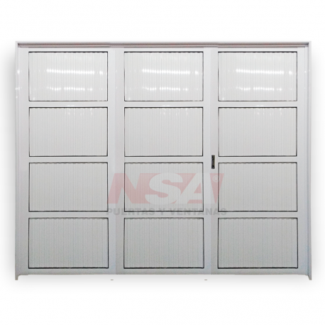 Portón de aluminio revestimiento acanalado ciego color blanco Portón de aluminio revestimiento acanalado ciego color blanco