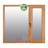 Ventana sureña de pvc de 1,50 x 1,10 color roble con vidrio de DVH