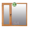 Ventana sureña de pvc de 1,50 x 1,10 color roble con vidrio de DVH