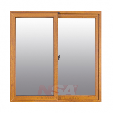 Ventana de pvc de 1,00 x 1,00 color roble con vidrio de 4mm