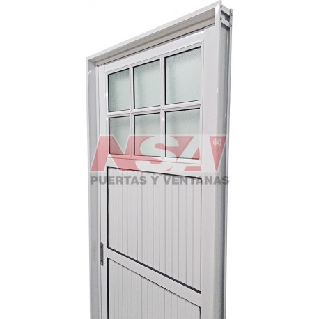Puerta de aluminio acanalada 1/4 vidriada de 0,70 x 2,00