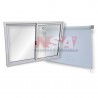 Ventana de aluminio con hojas corredizas + cortina roller blackout blanca.