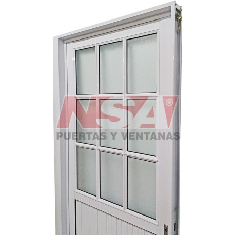Puerta de aluminio acanalada 1/2 vidriada de 0,70 x 2,00