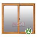 Ventana de pvc de 1,00 x 1,00 color roble con vidrio de DVH