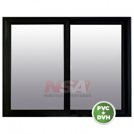 Ventana de pvc de 1,50 x 1,00 color negro con vidrio de DVH