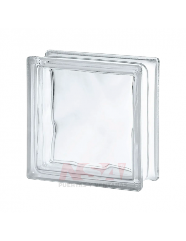 Ladrillos de vidrio trans. Mod. Nube. Medidas 19 x 19 x 8 cm.