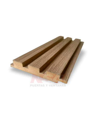 Revestimiento wall panel MDF color capuchino. Medidas 124 x 18 x 2750 mm.