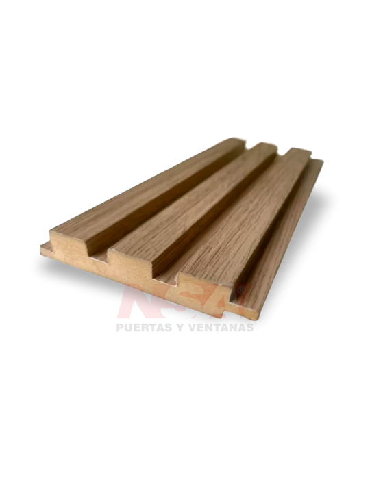 Revestimiento wall panel MDF color capuchino. Medidas 124 x 18 x 2750 mm.