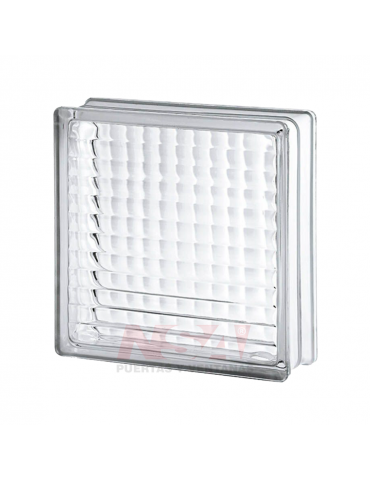 Ladrillos de vidrio trans. Mod Bastón cruzado fino. Medidas 19 x 19 x 8 cm.