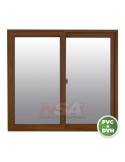 Ventana de pvc de 1,20 x 1,00 color nogal con vidrio de DVH.