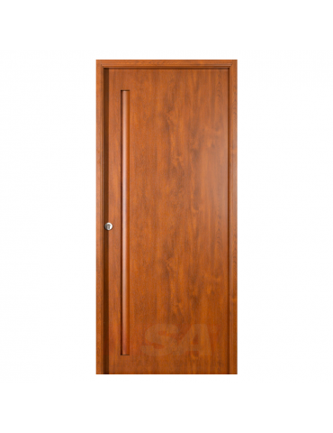 Puerta de chapa inyectada Linea Design modelo barral oculto terminación simil madera Roble dorado.