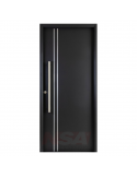 Puerta de chapa inyectada Linea Deluxe Style Lisa 2 líneas color negra con barral.