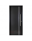 Puerta de chapa inyectada Linea Deluxe Style Lisa 2 líneas color negra con barral.