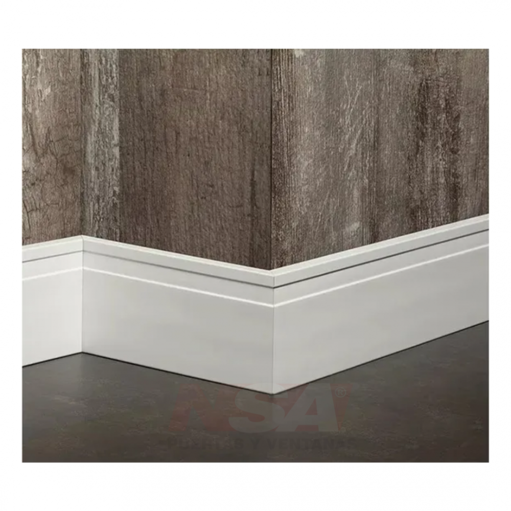 Zocalo de PVC para piso color con pasacable color Marrón. Medidas 10 cm X 2,40 mts.