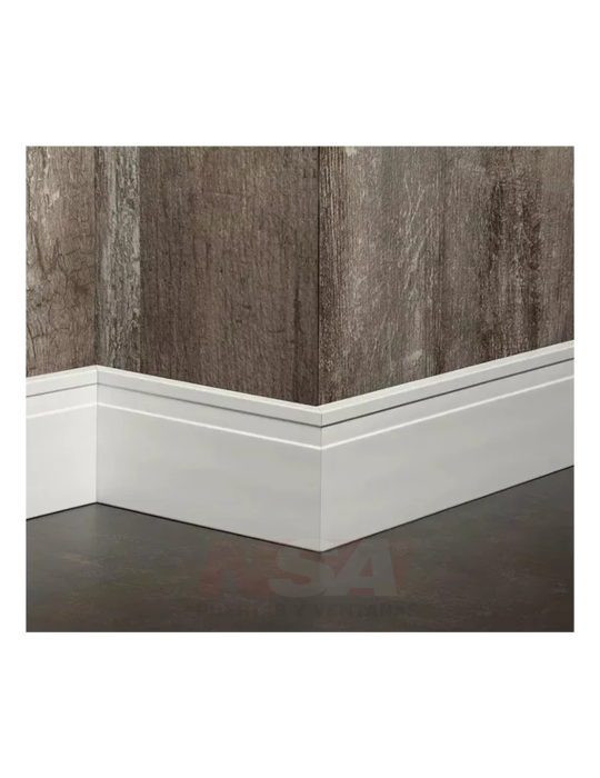 Zocalo de PVC para piso color con pasacable color Marrón. Medidas 10 cm X 2,40 mts.