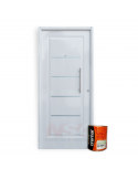 Puerta de chapa inyectada Mod. 206 c/barral recto y apliques + Kit base chapa blanca.