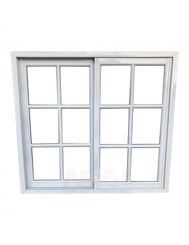 Ventana de aluminio de 1,20 x 1,20 con dos hojas corrediza vidrio repartido