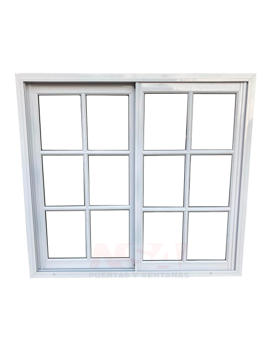 Ventana de aluminio de 1,20 x 1,20 con dos hojas corrediza vidrio repartido